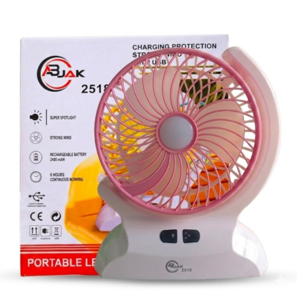 ABJAK 2518 Rechargeable Portable Fan with LED Light